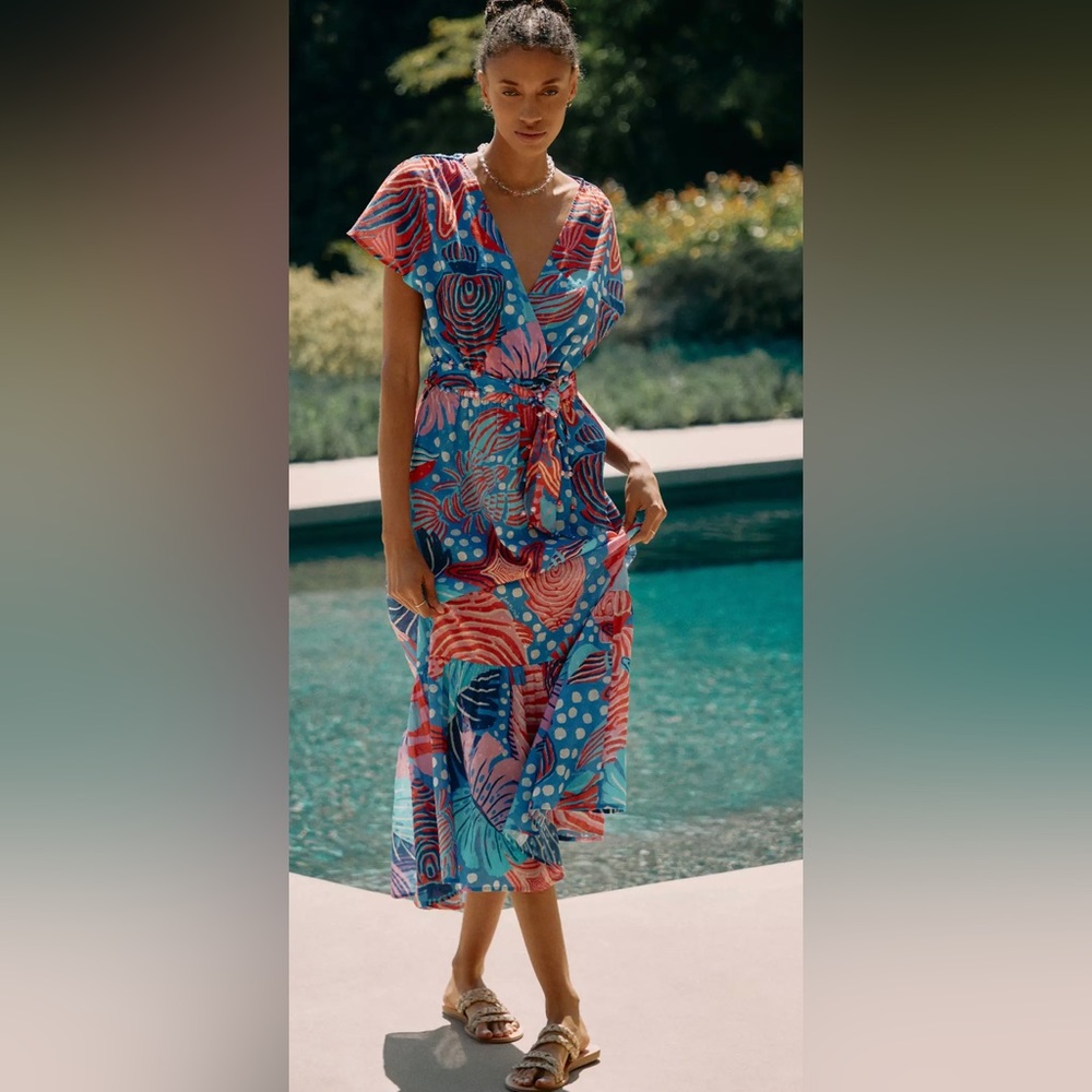 Farm Rio v-neck printed wrap dress